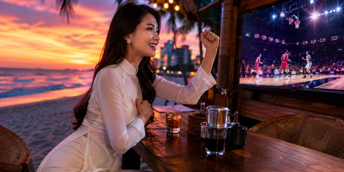 Người dùng tại Đà Nẵng tham gia cá cược bóng rổ với trang phục áo dài